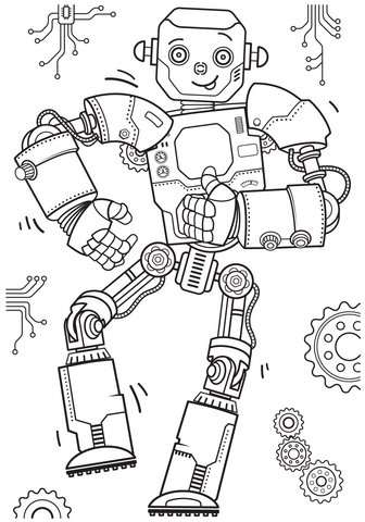 Dancing Robot Coloring Page